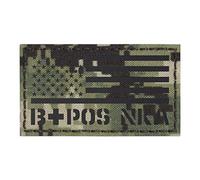 IR NWU Type III USA Flag BPOS B+ AOR2 Blood Type NKA NKDA Infrared Tactical Hook Patch