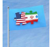 Iran And Usa - Puzzle Concept Bandiere Con 2 Occhielli Bandiera Resistente Alle Intemperie Flag Per Interno Prato Esterno Casa 90X150Cm