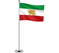 Iran Flag，Bandiera Iraniana Con Leoni E Sole, 14×21 Cm, 30 Cmcon Supporto E Base, Decorazione Da Scrivania, Regalo Culturale Per Gli Appassionati Di Storia Persiana (1)