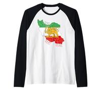 Iran, Mappa, con, Leone, e, Sole, Emblema, farsi Etichette Inglesi Maglia con Maniche Raglan
