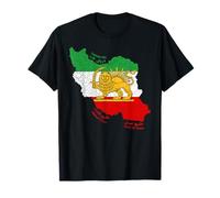 Iran, Mappa, con, Leone, e, Sole, Emblema, farsi Etichette Inglesi Maglietta
