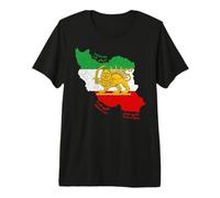 Iran, Mappa, con, Leone, e, Sole, Emblema, farsi Etichette Inglesi Maglietta Premium