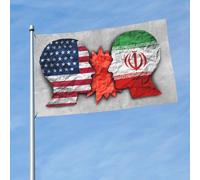 Iran Usa Conflict2 Bandiere Durevole Bandiera Robuste Flag Per Balcone Giardino Feste Prato 90X150Cm