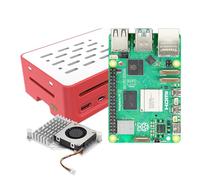 iRasptek Kit per Raspberry Pi 5 8GB RAM con custodia rossa e bianca e dispositivo di raffreddamento attivo