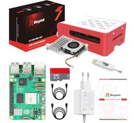 iRasptek Starter Kit For Raspberry Pi 5 8GB RAM - Edizione OS-Bookworm da 64GB preinstallata(Custodia rosse e bianca)