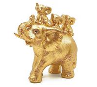 Irayin Elefante Portafortuna, Decorazioni di Elefanti, Regalo Mamma, Madre Elefante che Trasporta tre Piccoli Elefanti Sulla Schiena, Soprammobili Moderni Salotto, Statuette Decorative Casa - Oro