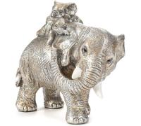 Irayin Elefante Portafortuna, Decorazioni di Elefanti, Regalo Mamma, Mamma Elefante che Trasporta due Cuccioli di Elefante, Soprammobili Moderni Salotto, Statuette Decorative Casa - Argento