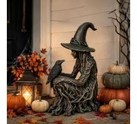 IRCKONCI Statua Gotica della Strega E del Corvo, Statuetta Mistica in Resina for La Decorazione della Casa, Regalo della Strega Occulta for Halloween, Decorazione Dell'altare Spirituale(A)