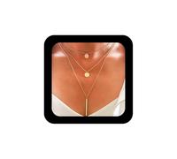 IRCOMULTI Boho Delicata collana a dischi a strati girocollo con ciondolo a barra verticale collane con ciondolo a forma di moneta d'oro collana girocollo multistrato collana gioielli da donna
