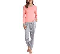 Irdcomps Pigiama Donna Cotone Invernale Pigiami Due Pezzi da Donna Inverno Lungo Set Pigiama da Notte Leggero Sleepwear e Négligé Arancia1 XL