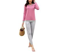 Irdcomps Pigiama Donna Invernale Cotone Pigiami Due Pezzi da Donna Inverno Lungo Set Pigiama da Notte Leggero Sleepwear e Négligé Rosso Mattone1 XL