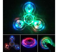 IREENUO Fidget spinner con luce a LED con cristallo, fidget spinner a dito singolo, cuscinetti rapidi, sollievo dall'ansia, giocattoli per bambini e adulti (bianco cristallo)