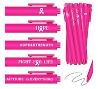 Ireer 100 penne a sfera retrattili per il cancro al seno, con nastro rosa, per il riconoscimento di beneficenza, raccolta fondi di eventi pubblici, fusto rosa