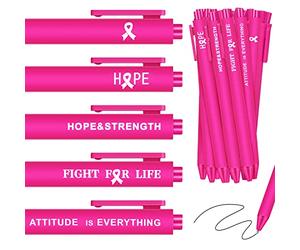 Ireer 100 penne a sfera retrattili per il cancro al seno, con nastro rosa, per il riconoscimento di beneficenza, raccolta fondi di eventi pubblici, fusto rosa