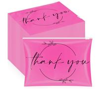 Ireer 100 sacchetti per il trucco con scritta "Thank You", in EVA, trasparente, con cerniera, mini trucco, articoli da toeletta, cosmetici, regali per donne, compleanno, figlia, sorella, Rosso rosa
