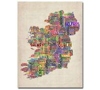 Ireland City Text Map II by Michael Tompsett 24x32Inch Canvas Wall Art