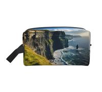 Ireland Outdoors County Clare The Cliffs Borsa da toeletta stampata, grande capacità, organizer per power bank e cavi, bianco, One Size