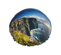 Ireland Outdoors County Clare The Cliffs - Cuffia da doccia riutilizzabile da donna, doppio strato impermeabile, essenziale per il trattamento dei capelli