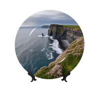 Ireland Outdoors County Clare The Cliffs - Piatto decorativo in porcellana con foto, piatti piani personalizzati in porcellana con espositore, piatto decorativo in ceramica per decorazione da parete