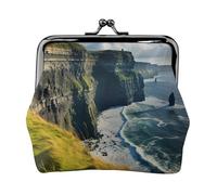 Ireland Outdoors County Clare The Cliffs Print Compact Coin Purse 11,5 x 10,5 cm carino mini portafoglio con chiusura a bacio sacchetto impermeabile
