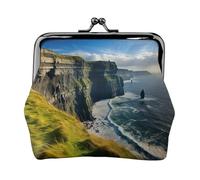 Ireland Outdoors County Clare The Cliffs stampa piccolo sacchetto bacio serratura portamonete per le donne portamonete portamonete, portafoglio per carte di credito