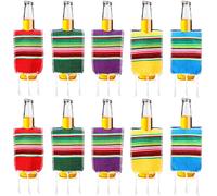 Irenare Copri bottiglia per poncho da birra, mini serapes, per poncho multicolore per birra, poncho messicano, con motivo arcobaleno a righe Fiesta messicane (colori vivaci, 10 pezzi)