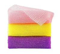 Irene Butter 3 pezzi spugna da bagno, rete africana, spugna da bagno lunga a rete, esfoliante, doccia, pulitore per la schiena, spazzola per la pelle, ideale per l'uso quotidiano (giallo, taglia unica