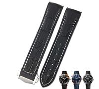 IRFKR Cinturini per orologi in pelle di vacchetta da 20mm 22mm per Omega Seamaster 300 Speedmaster DE VILLE cinturino per orologio da uomo con fibbia a punto per uomo donna(Black white black,22mm)