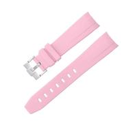 IRFKR Cinturino in gomma curvato senza spazi per Omega Speedmaster, cinturino di ricambio per uomini e donne, 20 mm, fibbia argento, oro, rosa e nero, b, 21MM silver buckle