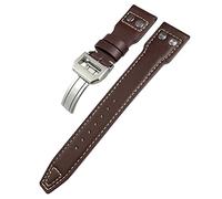 IRFKR Cinturino in vera pelle con rivetti da 21 mm adatto per orologio IWC Big Pilot IW3777 cinturino in pelle di vitello(Brown white,Black Buckle)