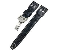 IRFKR Cinturino in vera pelle con rivetti da 21 mm adatto per orologio IWC Big Pilot IW3777 cinturino in pelle di vitello(Black white 2,Rose Buckle)