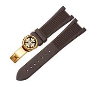 IRFKR Per Pp Patek Philippe Silicone Watch Belt 5711 5712G Nautilus Watch Strap Interface speciale 25mm*13mm Canda(Brown-gold-B)