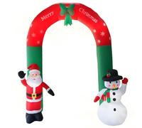 Irfora 8 FT Gonfiabili Natalizi a Forma di Barca, Decorazioni Esterne ad Arco, Impermeabili, Gonfiabili Giganti Illuminati con Arco di Babbo Natale e Pupazzo di Neve, Decorazioni Gonfiabili da