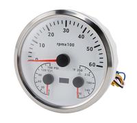 Irfora Contagiri 6000 RPM con Display Pressione Olio (White Dial Silver | Monitoraggio multiparametro, Design robusto, Installazione senza soluzione di continuità, Adatto per cruscotti di veicoli