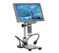 Irfora Microscopio digitale con schermo IPS da 10,1", microscopio digitale TV per riparazione elettronica, microscopio a moneta con telecomando a infrarossi, cavo USB, base e supporto in metallo