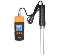 Irfora Misuratore di umidità digitale 3 in 1, analizzatore di contenuto di acqua per legna da ardere, temperatura ambiente, umidità e tester di umidità del legno con sonda extra lunga per la