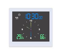 Irfora Orologio digitale da bagno, impermeabile, misuratore di temperatura e umidità, termometro, igrometro, display LCD, limite superiore/inferiore, doppio allarme con funzione snooze, sveglia conto