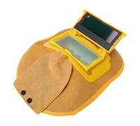 Irfora per Saldatura in Pelle Casco per Saldatura Pancake Affidabile e Durevole Ad, Leggero e Flessibile, (Visiera antiriflesso con Flip Cover in Vera Pelle)