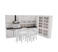 Irfora Set di Mobili da Cucina Squisiti in Miniatura per Casa delle Bambole per Bambola o Casa delle Bambole in Scala 1/12, Materiale Legno Sicuro, Come Mostrato, 9 Pezzi Collezionista di