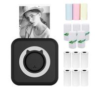 Irfora Stampante fotografica tutto in uno Stampante portatile multifunzione Mini stampante istantanea wireless Supporto connessione BT per smartphone con 6 rotoli di carta termica+5 rotoli di carta
