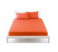 Irge Completo Letto MATRIMONIALE Lenzuola Tinta Unita TUTTI I COLORI (ARANCIO)