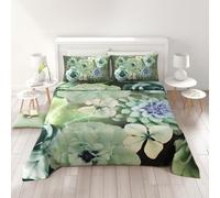 Irge Copriletto in cotone granfoulard estivo stampa digitale matrimoniale 245x280 (ilaria verde)