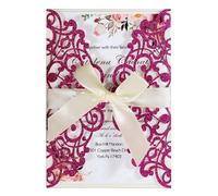 IRGVJIFR Biglietto di Invito per Matrimonio 25/50/100 pezzi di inviti nozze for carte fidanzamento, decorazioni for feste matrimonio(Purple red,25pcs)