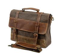 IRGVJIFR Borsa Messenger Tela impermeabile in cera d'olio con valigetta in pelle Borsa da uomo d'affari retrò Borsa a tracolla portatile con tracolla(Coffee)