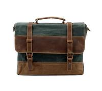 IRGVJIFR Borsa Messenger Tela impermeabile in cera d'olio con valigetta in pelle Borsa da uomo d'affari retrò Borsa a tracolla portatile con tracolla(Light green)