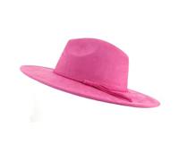 IRGVJIFR Cappello Fedora Uomo Cappello a Cilindro Fedora a Tesa Larga da 9,5 cm Uomo Donna Autunno Inverno Cappelli Jazz in Feltro Classico per Viaggiare(Rose Red)