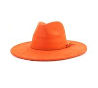 IRGVJIFR Cappello Fedora Uomo Cappello a Cilindro Fedora a Tesa Larga da 9,5 cm Uomo Donna Autunno Inverno Cappelli Jazz in Feltro Classico per Viaggiare(Orange)