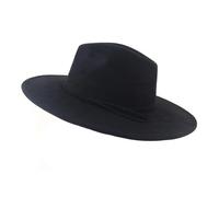 IRGVJIFR Cappello Fedora Uomo Cappello a Cilindro Fedora a Tesa Larga da 9,5 cm Uomo Donna Autunno Inverno Cappelli Jazz in Feltro Classico per Viaggiare(Black)