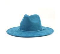 IRGVJIFR Cappello Fedora Uomo Cappello a Cilindro Fedora a Tesa Larga da 9,5 cm Uomo Donna Autunno Inverno Cappelli Jazz in Feltro Classico per Viaggiare(Peacock Dark Blue)