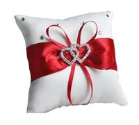 IRGVJIFR Cuscino Portafedi Nuziali Cuscino for fedi nuziali con doppio cuore e nastro, 10x10 cm, decorazione for cuscino(Color 03)